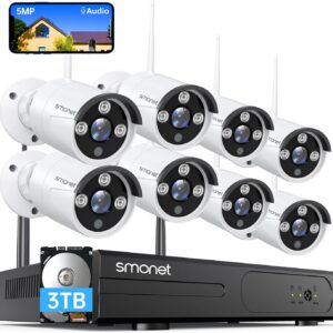 [5MP HD,Audio] SMONET WiFi Security Camera System, 3TB Hard Drive…