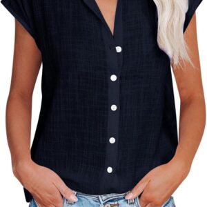 Women's shirts, elegant blouses with V-neck and rolled sleeves…