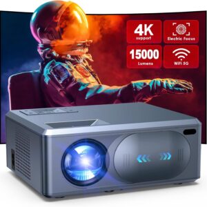 [Electric Focus] 4K Projector with 5G WiFi and Bluetooth, 15…
