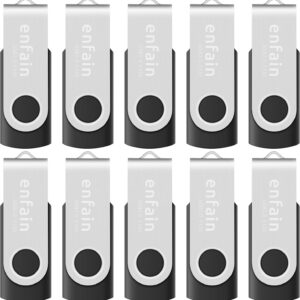 Enfain 10 Pack 16GB Swivel USB 2.0 Flash Drives – Shareable Flash Drives