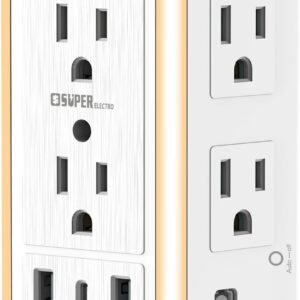 Surge Protector with USB Wall Charger, Super Electro, 6 Outlets Power Strip…