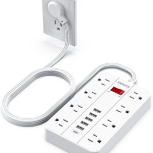 Power Strip with USB, Surge Protector, Flat Plug with 8 Outlets…