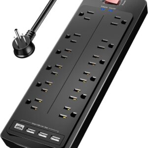 Nuetsa Power Strip, Surge Protector with 12 Outlets and 4 USB Ports