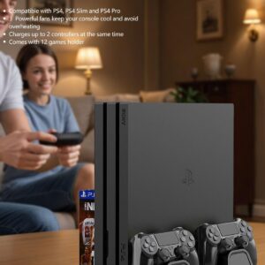 Vertical Stand for PS4/PS4 Slim/PS4 Pro – Cooling Fan with…