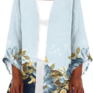 Women's Kimonos Casual Open Front Shawl Collar Plus Size…
