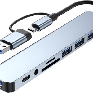 USB-C Hub (8-in-1) with 100W Power Output, Multiport Adapter…