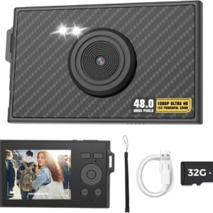 Digital Camera, FHD 1080P 48MP Ultra-Thin Point and Shoot Camera…