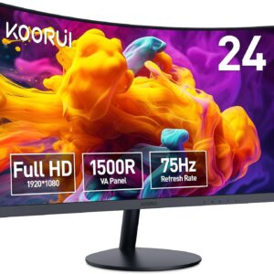 KOORUI 24 Inch Curved Monitor, Full HD 1080P Curved Monitor for…