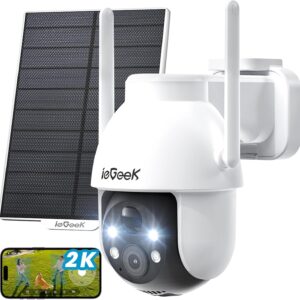 ieGeek Wireless Outdoor Security Cameras, 2K Solar WiFi Camera…