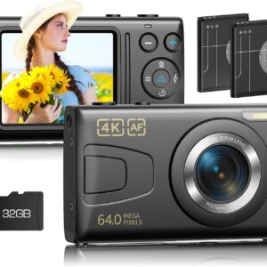 4K Digital Camera Auto Focus Vlogging Camera with 32GB Card, …