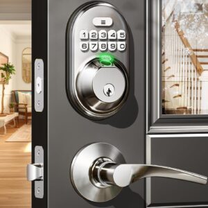 Veise Door Lock with Fingerprint and 2 Lever Handles – E…