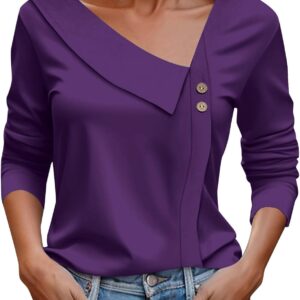 Workout Top, V-Neck Flower Print Loose Long Sleeve Fall Pullover…