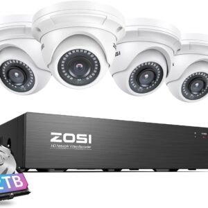 ZOSI 8CH 4K PoE Security Camera System with 2TB Hard Drive,…
