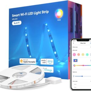 meross Smart LED Strip Lights, 16.4ft WiFi Strip Works with…