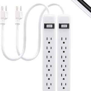 GE 6-Outlet Power Strip, 2-Pack, 1.5' Extension Cord, Heavy Duty…