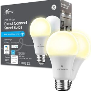 GE CYNC A19 Smart LED Bulbs, Soft White, Bluetooth and…