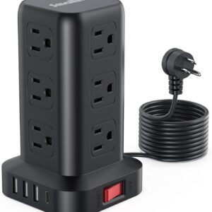 Power Strip Tower with Surge Protector, 10ft Extension Cord with M…