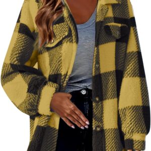 Women's Jackets Lightweight Fuzzy Coats Plaid Printed Shack…