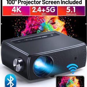 Projector, CLOKOWE 10000L 1080P HD 5G WiFi Projector Bluetooth…