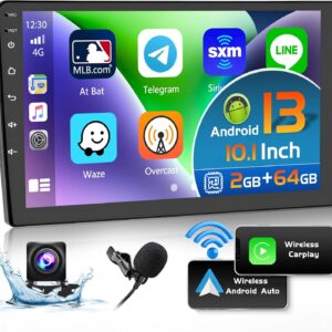 Hikity 2+64GB Double Din Android 13 Wireless Car Stereo App…