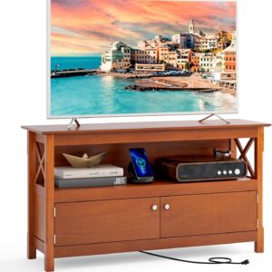 Tangkula Wooden TV Stand for TVs up to 50 inches, X Shape…