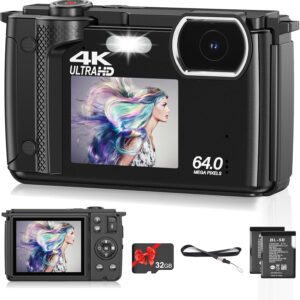 4K 64MP Digital Camera for Photography, Compact Vlogging Camera…