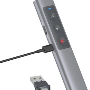 Metal Presenter Remote Control with Click – Rechargeable…