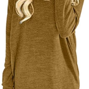 Women's Casual V-Neck Shirts, Solid Color Long Sleeve Blouse…