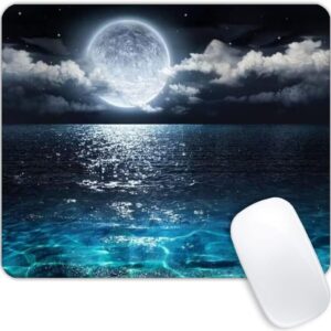 Personalized Ocean and Moon Mouse Pad, Rubber Mouse Pad for…