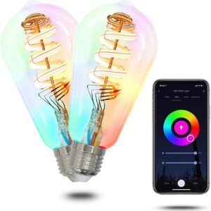MOES Smart ST64 Edison LED Bulbs, Color Changing WiFi…