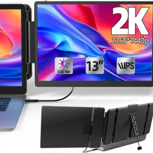 2K Laptop Monitor Extender – 13″ IPS 1440P Dual Monitor Adapter…