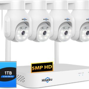 Hiseeu 5MP Wireless PTZ Security Camera System, Indoor…