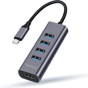 5 in 1 USB C Hub with 4K HDMI, 4 USB 3.0 Ports, Multiport Ad…
