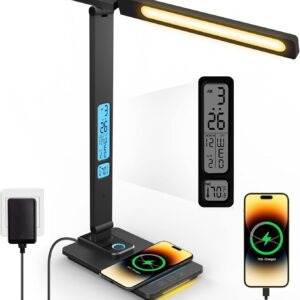 LED Desk Lamp with Wireless Charger: Desk Lamps for Home Outside…