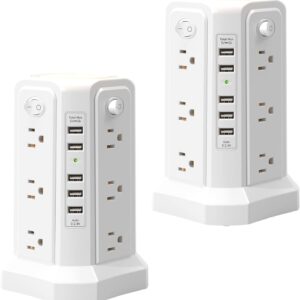 Surge Protector Power Strip Tower with 5 USB Ports and…