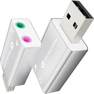 Reborn USB External Stereo Sound Audio Adapter, 3.5mm Alloy…