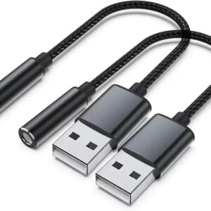 2 Pack USB to 3.5mm Jack Audio Adapter, USB to 3.5mm Audio Jack Adapter…