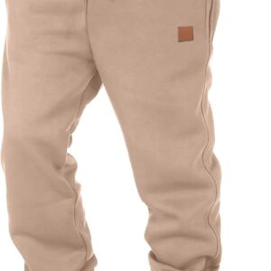 Men's Fleece Cargo Sweatpants Elastic Waist Heavy Duty Work Pants…
