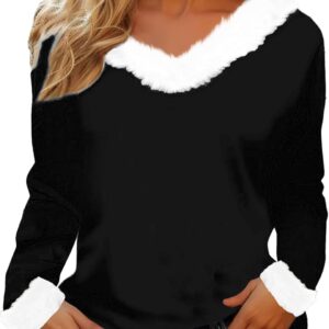 Merry Christmas Sweatshirts Women Long Sleeve Christmas Print Pul…