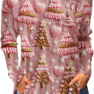 Christmas Shirts for Women 2024 Plus Size Funny Christmas Print T-Shirt…