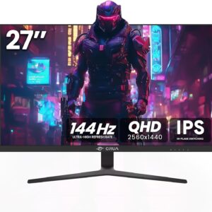 CRUA 27 inch gaming monitor, computer monitor QHD 1440P 144Hz IPS…