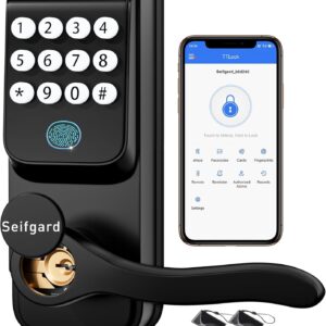 Fingerprint Door Lock with Handle, 5 in 1 Keyless Entry Door…