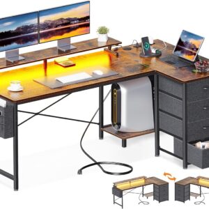 ODK 55 Inch L-Shaped Reversible Computer Desk with 4 Drawers…