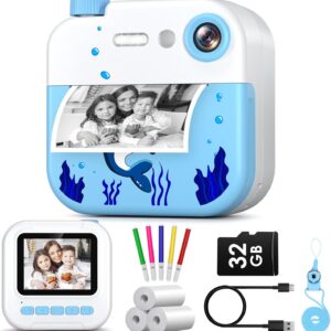 Instant Camera Print for Kids – 1080P Digital Video Instant Camera…