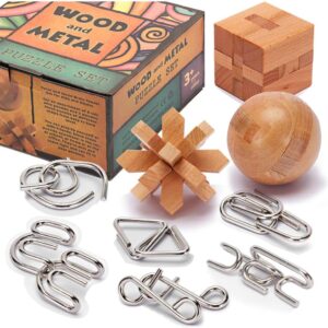 LESONG Brain Teasers Metal and Wood Puzzles for Kids and Adults…