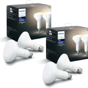 Philips Hue White 4-Pack BR30 2700K Smart Light Bulbs with Bluetooth…