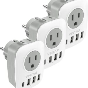 3 Pack Type E/F Plug Adapter, VINTAR Schuko Germany France A…