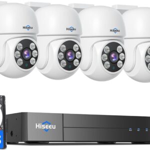Hiseeu 360°View PTZ 3K Wired Security Camera System with…