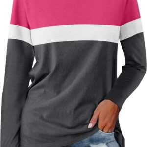 Women's Color Block Tops 2025 Long Sleeve Tunic Tops Shirt C…