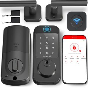 Keyless Door Lock with Handle Set – SMONET WiFi Fingerprint…